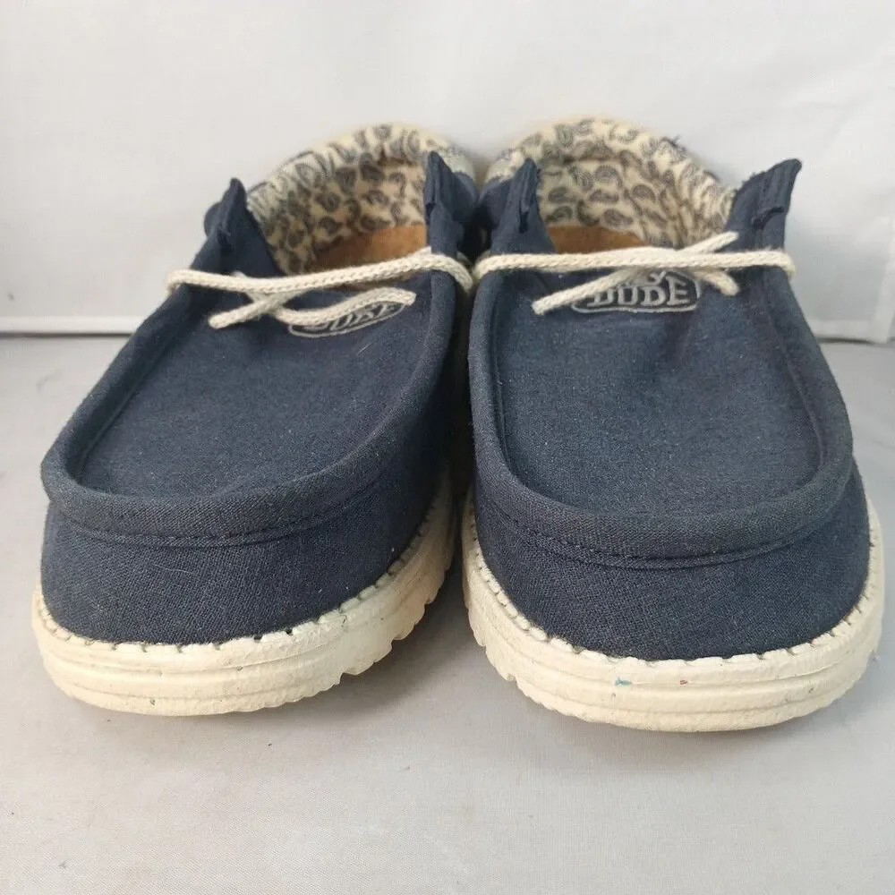 Hey Dude Wally Break Stitch Navy Blue Shoes Women 10 Men 8